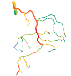 Gewässergütekarte des Neckareinzugsgebiets von 1974.