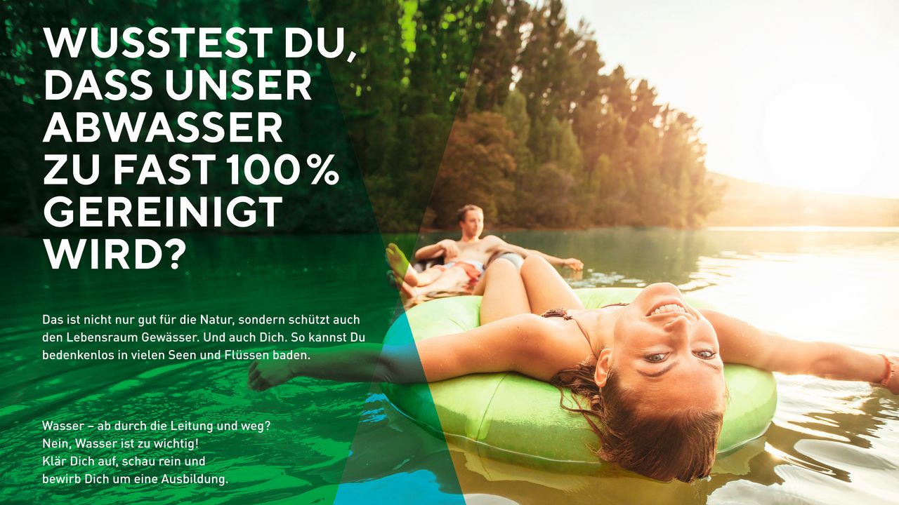 Werbe- und Informationsplakat für Ausbildungssuchende in der Wasser- und Abwasserwirtschaft von "wasser-allesklar".