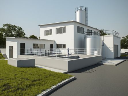 Das Gebäude der 4. Reinigungsstufe 3D animiert.